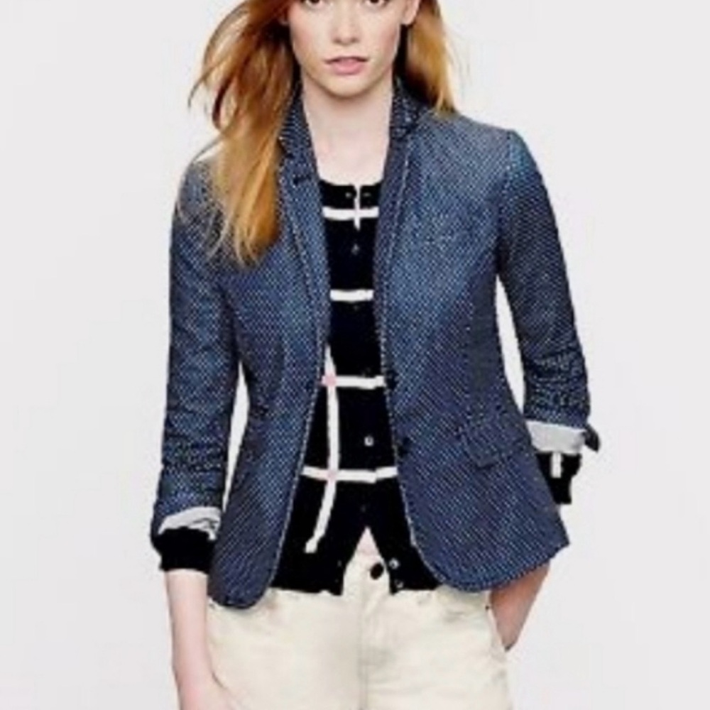 J. Crew School Boy Indigo Polka Dot Blazer Size 12 - Picture 9 of 9